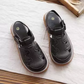 Ретро литература и искусство студент сандалии мешок голова фея фея ветер платформа летние большие головы jk обувь японский дырка обувь повседневная 35