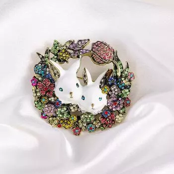 Ретро литературная брошь в виде кролика, тяжелая работа, полная страз, маленькая белая брошь в виде кролика, аксессуары для пальто, корсаж
