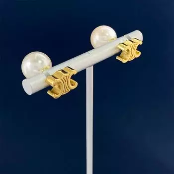 Ретро литературные французские трехмерные жемчужные серьги, покрытые 18-каратным золотом, модные простые и универсальные серьги-гвоздики для женщин с темпераментом золотой