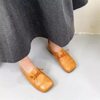 Ретро-лоферы Johnature, натуральная кожа, женские туфли на плоской подошве, универсальные, квадратный носок, мягкая подошва, удобная обувь 35 верблюд
