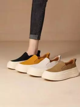 Ретро-лоферы женские весенне-летние универсальные туфли на толстой подошве с плоской подошвой женские туфли с одной педалью 35 хаки