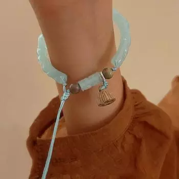 Ретро-лотос бамбуковый браслет-шарнир модный плетеный шнур регулируемый браслет женская повседневная одежда подарки