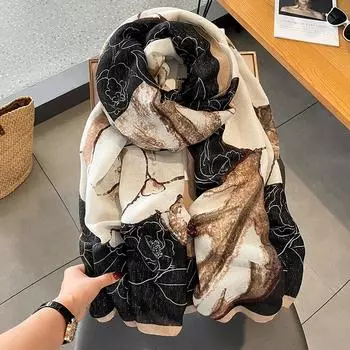 Ретро Lotus шаль женский осенне-зимний теплый шарф зелёный