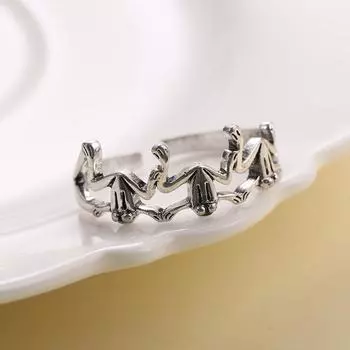 Ретро лягушка, регулируемое женское кольцо из сплава для мужчин, день рождения, Рождественская вечеринка, клубные ювелирные изделия, подарки, кольца Anillos Resizable серебряный