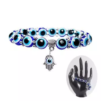 Ретро Lucky Handstring Blue Eyes Fatima Hand Fashion Jewelry Браслет из бисера синий