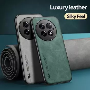 Ретро Магнитный замшевый кожаный чехол для OnePlus 13 One Plus 13 5G Противоударный матовый силиконовый мягкий чехол For OnePlus 13 темно серый