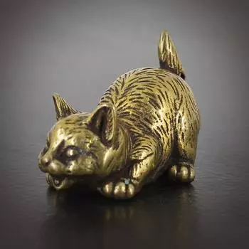 Ретро маленькая кошка латунная металлическая статуэтка украшение фигурки животных статуэтка украшение для дома офисные настольные украшения мини статуэтка