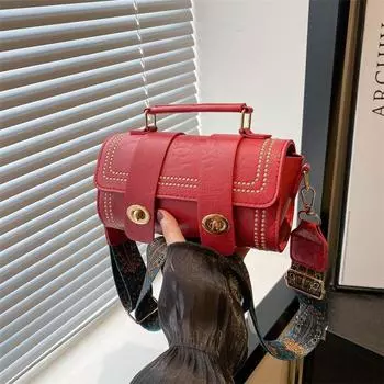 Ретро маленькая женская сумка 2024 года, новая текстурированная портативная сумка Boston, модная универсальная сумка-мессенджер через плечо, цилиндрическая сумка чёрный