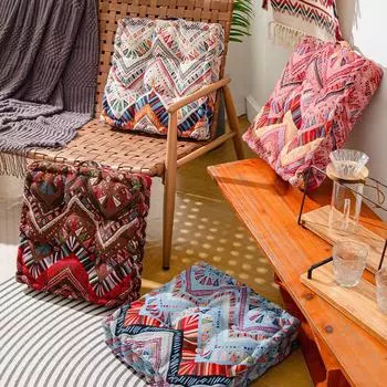 Ретро марокканский стиль утолщенная квадратная подушка для стула мягкая бархатная накладка на задницу с ручкой татами напольные подушки для сидения в саду 40x40cm