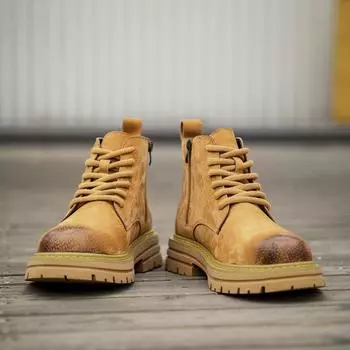 Retro Martin boots men s 2024 new autumn and winter cotton leather British style tooling boots men s thick-soled flip leather shoes 38