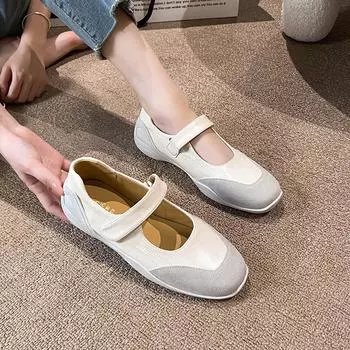 Retro Mary Jane shoes shallow mouth wide feet fat casual single shoes women s casual ballet shoes soft sole large size women s shoes 41-43 35