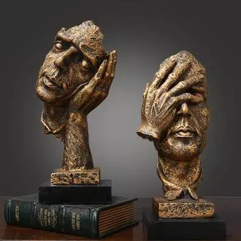 Ретро-маска из смолы, миниатюрные фигурки для дома, статуэтки мыслителя, скульптура головы, украшение интерьера, рождественский декор стола
