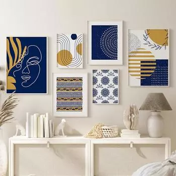 Retro Matisse Abstract Line Geometry Leaf Gallery Canvas PaintingWall Art Prints Nordic Posters Pictures For Living Room Decor 21x30cm No Framed