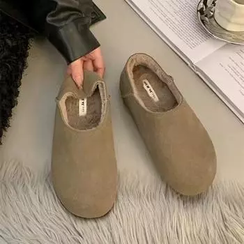 Ретро матовая мягкая кожа бархат Birkenstocks женские 2024 новые уродливые милые туфли-педали Mori с круглым носком 35