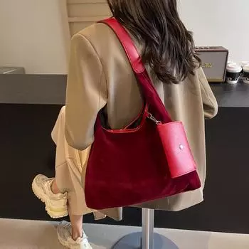 Ретро матовая осенняя новая супер огненная вместительная сумка-тоут простая однотонная универсальная сумка на одно плечо