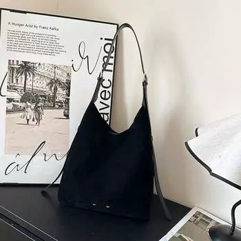 Ретро матовая сумка подмышку, новая женская сумка-тоут большой вместимости для работы, поездок, повседневная, универсальная плечевая сумка чёрный