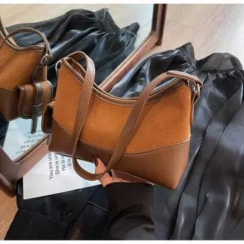 Ретро матовая сумка женская большая вместимость 2024 новая осенне-зимняя сумка для отдыха нишевая сумка-мессенджер сумка для поездок на работу чёрный