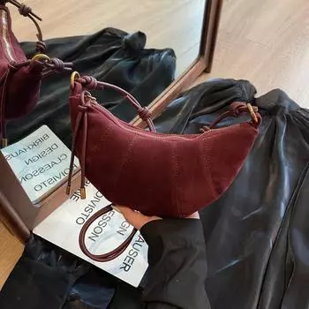 Ретро матовая сумка женская модная повседневная сумка через плечо популярная сумка-мессенджер сумка-круассан бордовый