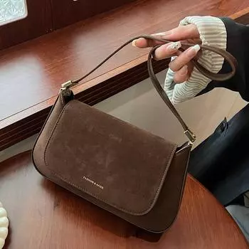 Ретро матовая сумка женская модная сумка через плечо простая сумка подмышкой в иностранном стиле маленькая квадратная сумка коричневый