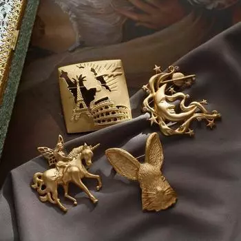 Ретро матовое золото брошь серии Court атмосферная элегантная булавка для костюма аксессуары корсаж