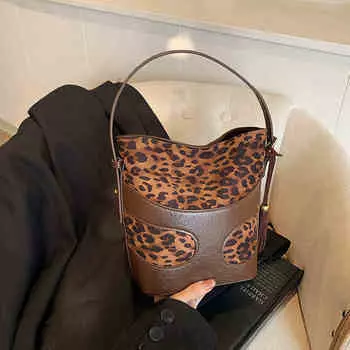 Ретро матовые сумки для женщин осень-зима повседневные сумки на плечо с леопардовым принтом пэчворк универсальная сумка через плечо
