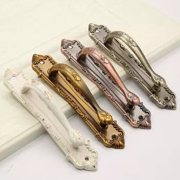 Ретро мебель Тяжелая дверная ручка Ручка для амбарной двери Ручка для шкафа Red Bronze 138mm