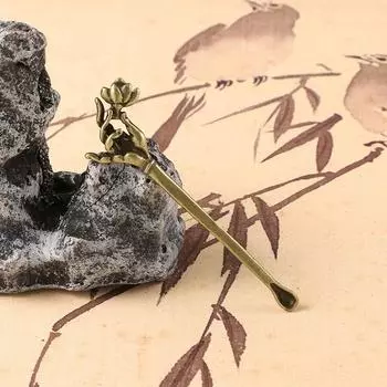 Ретро Медная Ложка для Уха Лотос Ручные Подвески Подходят Ювелирные Изделия Подвески Подвески Изысканная Маленькая Статуэтка Коллекционная