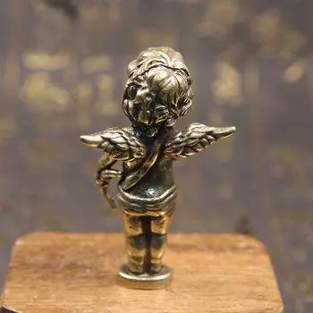 Ретро Медная статуя Купидона, Бог любви, маленькие украшения, латунные фигурки ангелов, настольные украшения, домашний декор, аксессуары для комнаты латунный