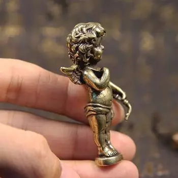 Ретро Медная статуя Купидона, Бог любви, маленькие украшения, латунные фигурки ангелов, настольные украшения, домашний декор, аксессуары для комнаты латунный