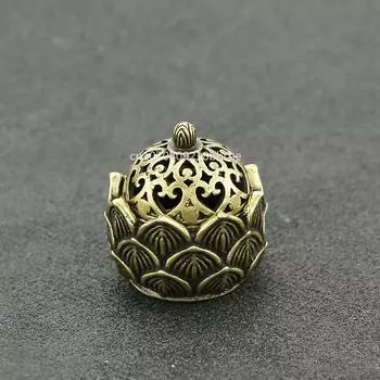 Ретро Медный Маленький Лотос Карманный Ажурный Ароматизатор Палочка Курильница Латунный Подсвечник Для Благовоний С Крышкой Украшение Для Дома Сандаловое Дерево Благовоние