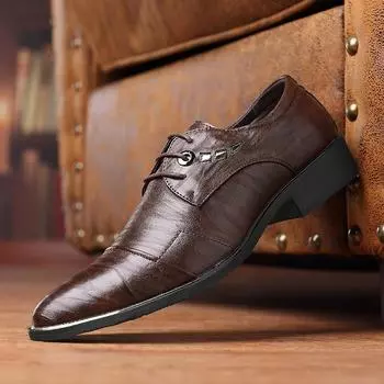 Retro Men Classic Dress Shoes Oxfords PU Leather Shoes for Man Lace up Social Shoe Black Leather Wedding Men s Party Shoes 38