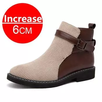 Retro Men Elevator Shoes Middle-top Boots 6CM Invisible Inner Increase Shoes Men s Height Increasing Shoes New Leather Men Boots 38