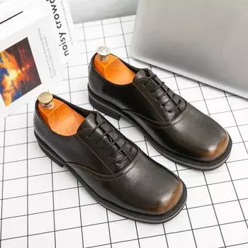 Retro Men Formal Shoes Men Lace-up Business Office Brand Leather Shoes Men Business Driving Travel Shoes Size 38-46 Men Shoes 38