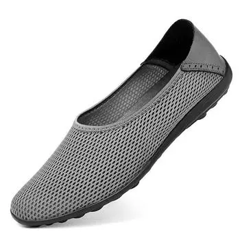 Retro Men Loafers Light Boat Shoes Breathable Summer Comfortable Casual Shoes Men Sneakers Moccasins Big Size 35-50 Slip on Flat 35 чёрный
