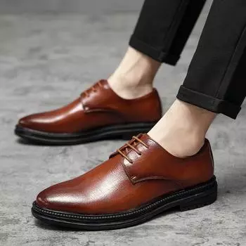 Retro Men s Leather Shoes Fashion Versatile British Style Casual Business Shoes Office Dress Genuine Leather 37