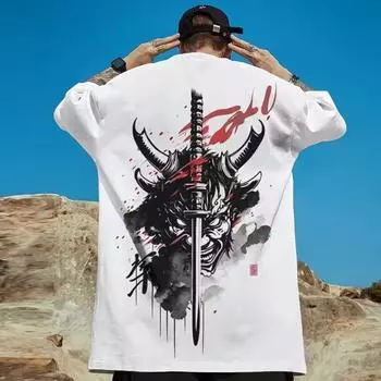Retro Men s T-Shirt 3d Samurai Printed Short Sleeve T-Shirt Summer Casual Tees Top Loose Oversized T-Shirt for Men Tops S