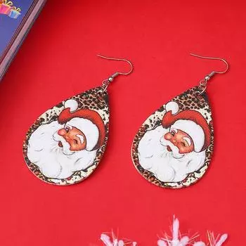 Retro Merry Christmas Earrings Father Christmas Christmas Tree Ear Studs Accessories E