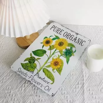 Retro Metal Tin Sign Sunflower Tinplate Picture Home Wall Decoration Wall Sign for Club Coffee Shop Bar Background Decor