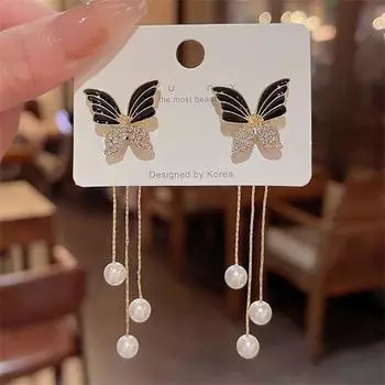 Ретро Металл Кристалл Жемчужные Кисточки Серьги-Висячие Серьги для Женщин Корейские Ювелирные Изделия Модные Свадебные Вечерние Серьги Ювелирные Изделия Подарки