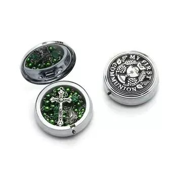 Ретро металл Святой Грааль Святой Бенедикт Гваделупе Четки Ожерелье металлические коробки Религиозные ювелирные изделия Упаковка футляр подарок D