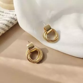 Ретро металл золотого цвета несколько маленьких круглых сережек-гвоздиков для женщин ювелирные изделия 1 Pair