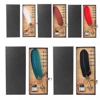 Ретро металлическая ручка-трубка из нержавеющей стали перья для письма ручка для студента подарок с упаковочной коробкой White