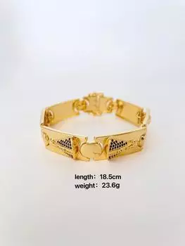 Ретро металлическая текстура дизайн браслет с открытым дизайном нишевый стиль женский браслет золотой