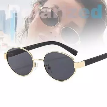 Ретро металлические овальные солнцезащитные очки женские модные прозрачные океанские линзы UV400 мужские трендовые панк солнцезащитные очки UV400 Lens