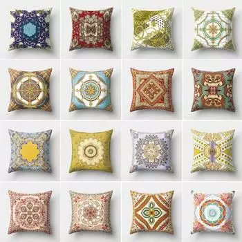 Ретро Мексика Стиль Симметричный Красочный Цветок Талии Подушка Наволочка Декор