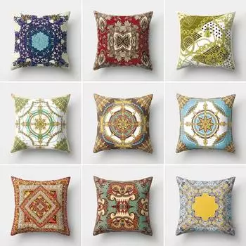 Ретро Мексика Стиль Симметричный Красочный Цветок Талии Подушка Наволочка Декор