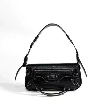 Ретро Милая Крутая Женская Сумка Багет в Мотоциклетном Стиле серебряный