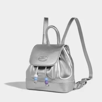 Ретро милый джинсовый рюкзак 2024 лето новый модный высококачественный универсальный рюкзак для девочек маленький школьный рюкзак для женщин серебряный