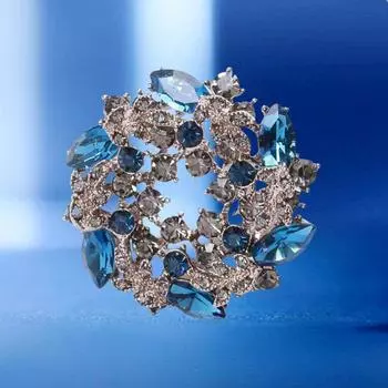 Ретро Мини Кристалл Баухиния Цветок Брошь Высокого Класса Элегантная И Универсальная Одежда Корсаж Аксессуары Electroplated real gold синий