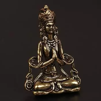 Ретро Мини Медный Медитация Дзен Буддизм Гостиная Будда Орнамент Украшения
